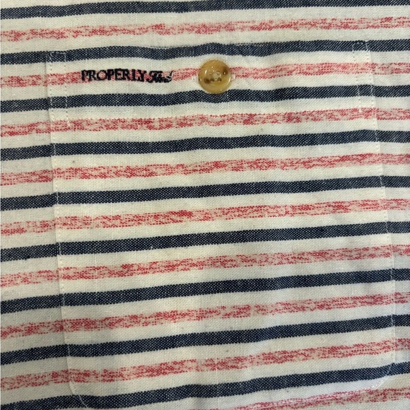 Properly Tied men’s striped button down NWOT front pocket Logo Clsssic Fit Sz L - Picture 3 of 6
